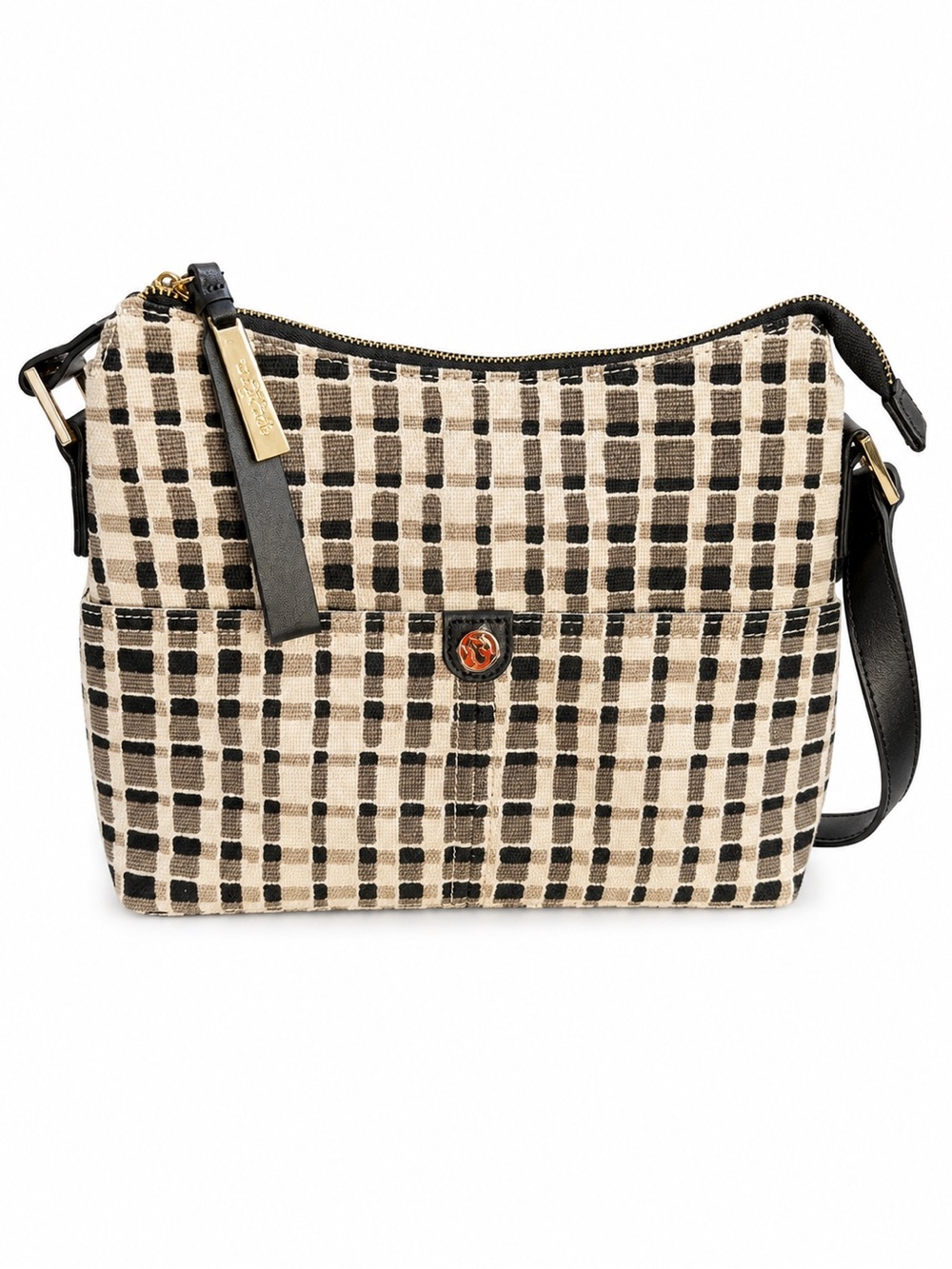 Spartina 449 Daufuskie Island Plaid Linen Leather Trim Crossbody Bag